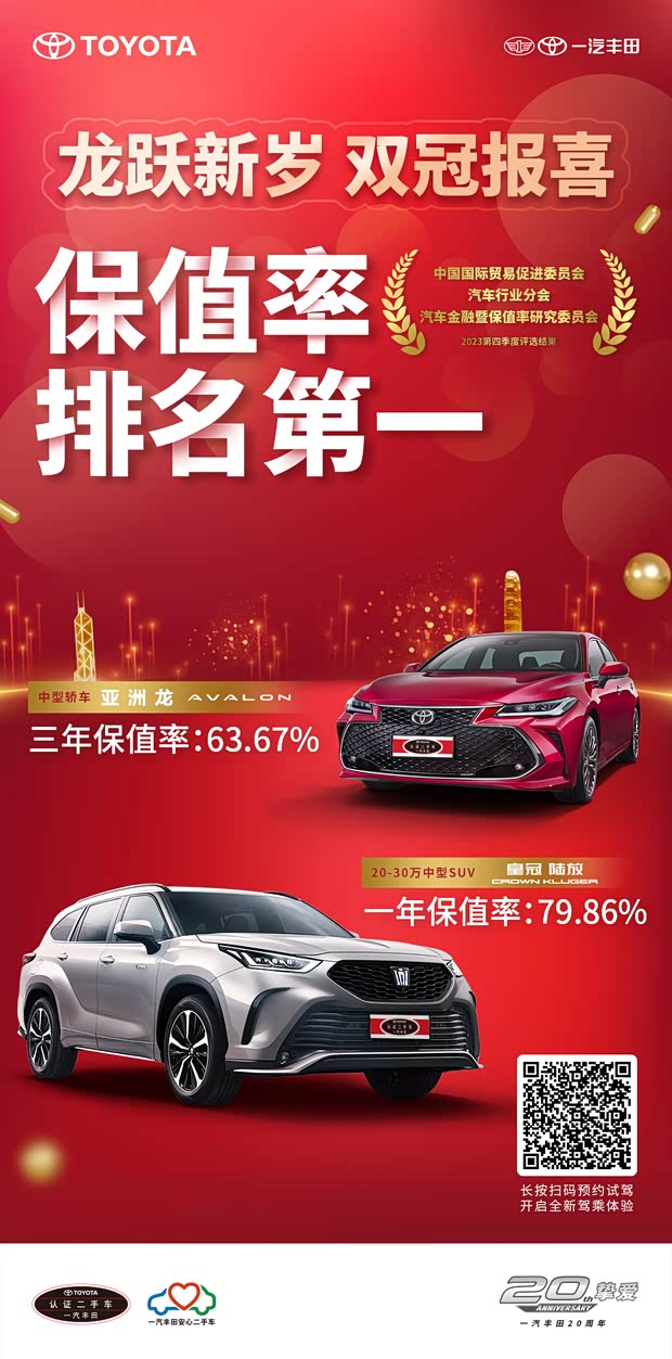 一汽丰田亚洲龙皇冠陆放保值率高