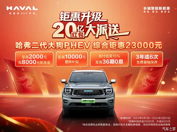 购哈弗二代大狗新能源享1万优惠可试驾